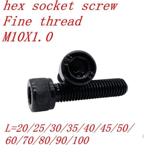 10pcs/lot M10*1.0 Fine thread hex socket screw, thread pitch 1.0mm, m10 fine thread cap head screw