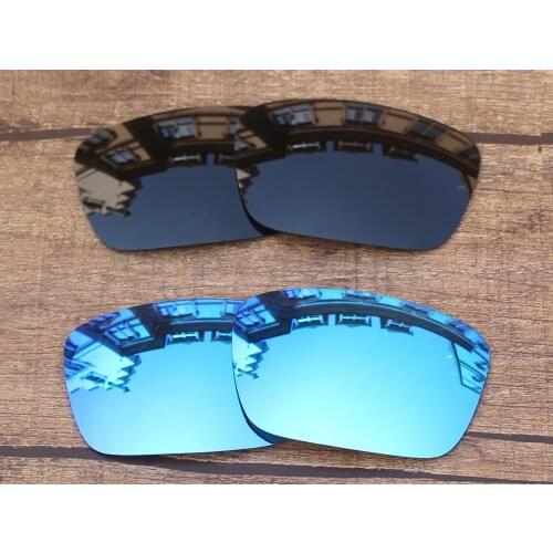 Vonxyz 2 Pairs Stealth Black & Ice Mirror Polarized Replacement Lenses for-Oakley Fuel Cell Frame