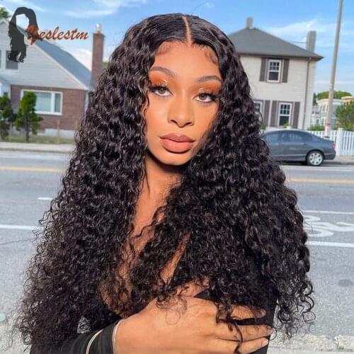Yeslestm Curly Lace Front Wigs Human Hair 150% Density Pre Plucked with Baby Hair 4x4 Kinky Curly Lace Front Wigs for Women