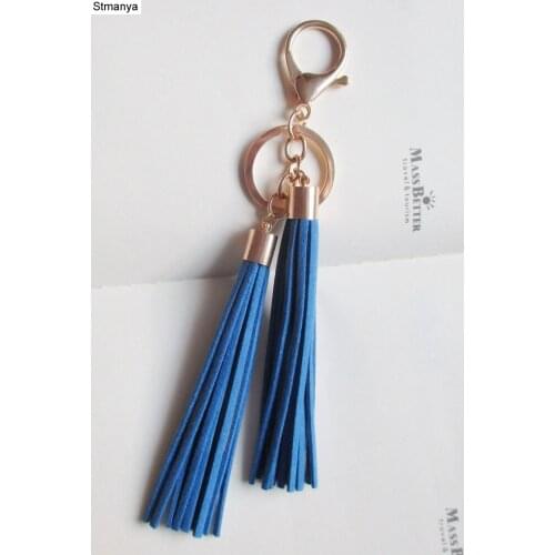 Women Fashion Tassels Key Chain New 12 colors suede leather Car key Ring Charm bag key chain Tassels Best Gift jewelry 17013
