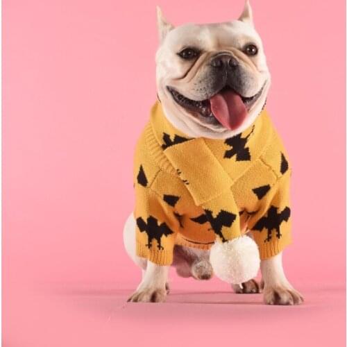 Halloween Pet Dog Sweater Cute Bat Pumpkin Pattern Cloth Winter Puppy Dog Scarf Christmas Clothes Knitwear Warm Cloth Sweater