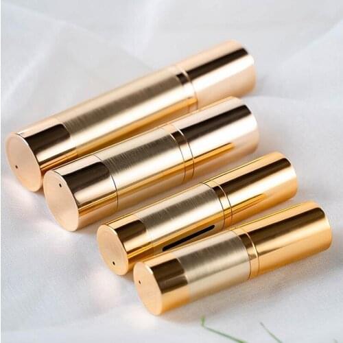 Gold Empty Vacuum Bottles Dispenser Squeeze Jar 15ml 30ml 50ml Cosmetic Makeup Plastic Pump Container Travel Bottles 100pcs/lot