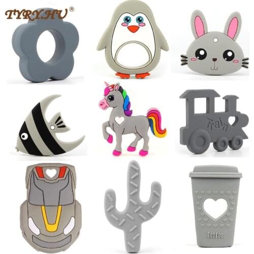 TYRY.HU 1PC Silicone Teethers Animal Koala Owl Elephant Food Grade BPA Free For Baby Teething Chew Charms Silicone Bead Toy Gift