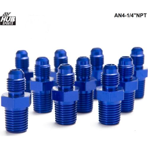 10PCS/LOT 4AN 4AN To 1/4''NPT Oil /Fuel Line Hose /Gauge Male/Hose Union End Fitting Adaptor Aluminum AN4-1/4''NPT