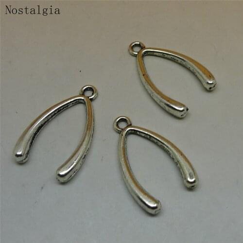 Nostalgia 10Pcs Wish Bone Good Luck Charm Necklace Pendant Lucky Jewelry 24*15MM