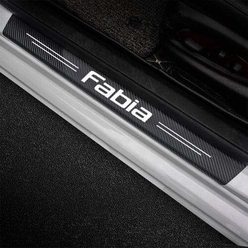 4Pcs Car Scuff Plate Door Threshold Sill Stickers For Skoda Fabia 2 6Y 5J NJ 2000 - 2017 2018 2019 2020 2021 Auto Accessories