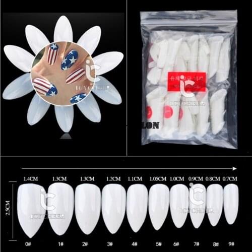 ICYCHEER Acrylic Nail Oval Artificial Nail Tips Full False French Nail Art Tips Fake Nails