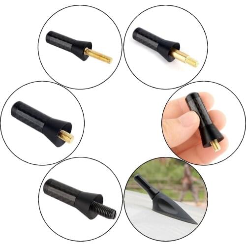 Car Roof Antenna Enhanced Signal 1.4" Carbon Fiber Screw Metal 3.5cm Short Stubby Mast Car Radio Aerial Antenna Accessories