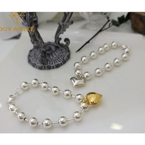 XIYANIKE 925 Sterling Silver Love Heart Pendant Round Bead Bracelet Female Trendy Sweet Birthday Gift For Lovers Prevent Allergy