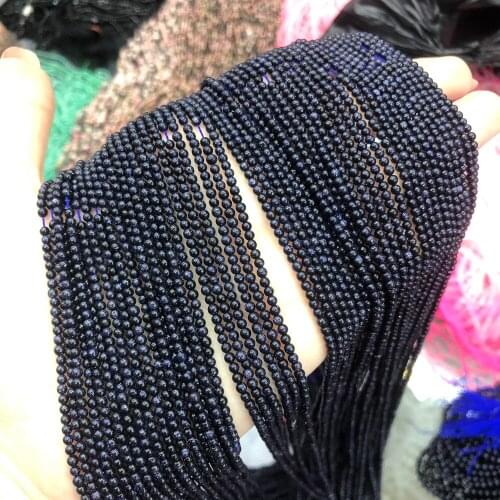 Natural Stone Bead Small Round Beads Blue Sand Stone For Jewelry Making DIY Necklace Bracelet Earrings Anklet Accessory