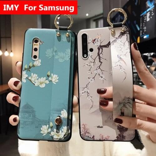 Flower Holder case For Samsung Galaxy A50 A51 A71 A70 A30S A50 20 S10 S20 plus S20 Ultra Note 10 9 8 plus Wrist strap back cover