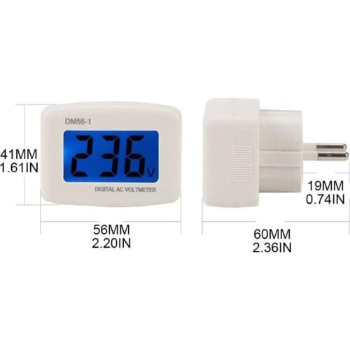 DM55-1 Digital LCD Voltage Test Monitor AC 80-300V Plug In Volt Meter Voltmeter