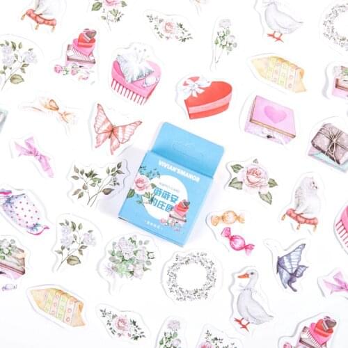 46Pcs/Box Vintage Manor Plant Cat Journal Decorative Washi Stickers Scrapbooking Stick Label Diary Album Stickers