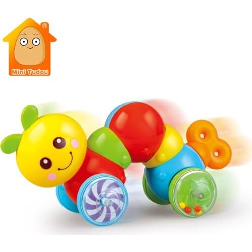 Baby Press Rattle Toy Cute Small Plastic Music Caterpillar Push Game Educational Crawl Activity Early Learning Toys For Infant