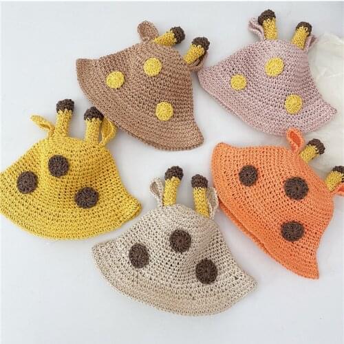 Kids Cute Fawn Straw Hat Summer Spring 3D Cartoon Unisex Boys Girls Outdoor Traveling Beach Caps For Children sombrero