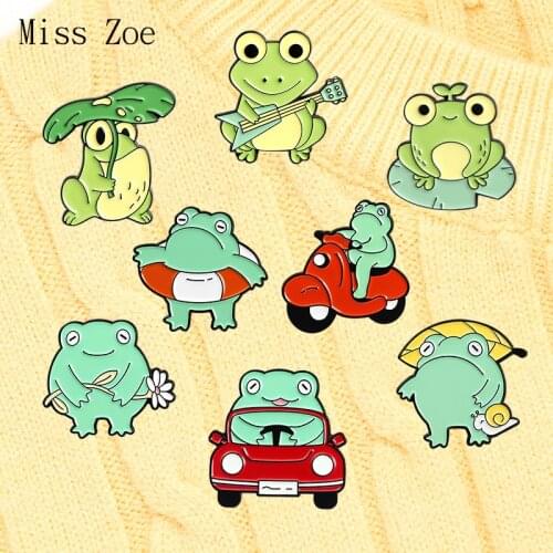 Custom Gesture Froggy Collection Enamel Pins Cute Cool Animal Brooches Bag Lapel Cartoon Badge Jewelry Holiday Gifts For Friends