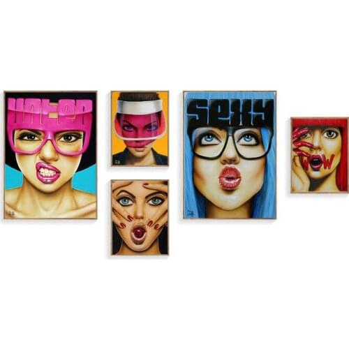 Cotton no frame cartoon figures whimsy girl canvas printings oil painting printed on cotton bar wall art decoration picture