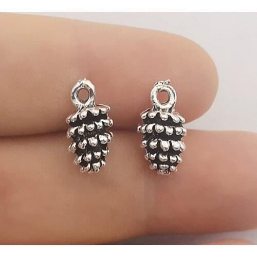 JINDINSP 10pcs 15x8x8mm Charm 3D Pine Cone silve Colors Charms Pendant For Jewelry Making DIY For Bracelet Necklace
