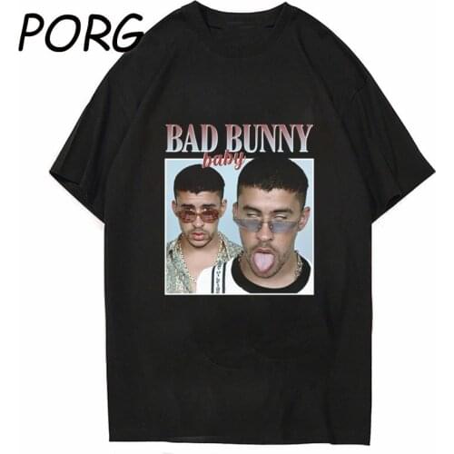 Cool Hip Hop Bad Bunny Harajuku Rapper Men Women T-Shirts Unisex Casual Streetwear T-Shirt Aesthetic Clothes Oversized T-shirt