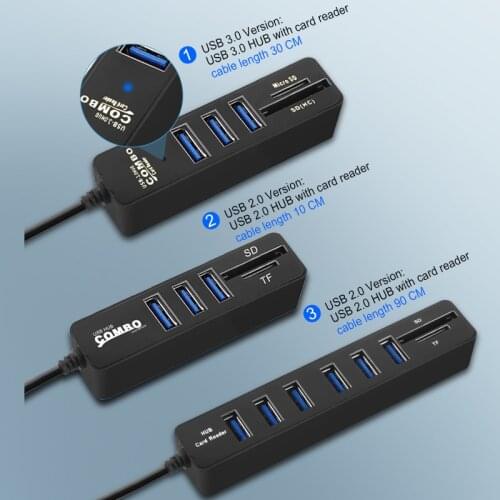 USB Hub 3.0 Multi USB 3.0 Hub USB Splitter High Speed 3 6 Ports 2.0 Hab TF SD Card Reader All In One For PC Computer Accessories