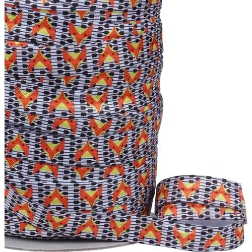 Flora Ribbons cartoon foe, 5/8" fox printed fold over elastic for baby hair accessories