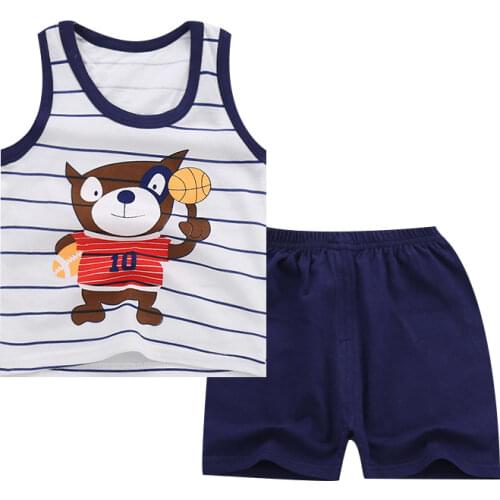 Summer Baby Boys Girls Cartoon Vest Top Shorts Pants Set Clothes Kids Cute Cartoon 2PCS Children Pajamas Girls Clothing Sets