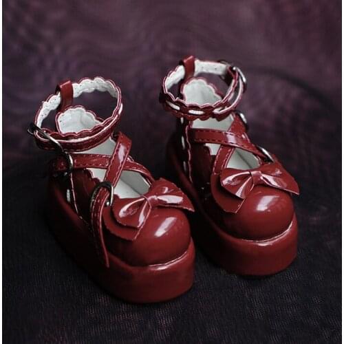 N01-X089 children handmade toy 1/3 1/4 Doll Accessories BJD/SD doll shoes Thick-soled bow buckle shoes 1 pair