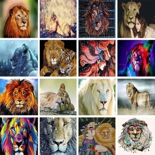 Series of Lion Patterns 5D DIY Diamond Painting Full Square/Round Diamond Embroidery Sale Mosaic Picture of Rhinestones
