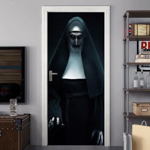 2Pcs/Set Halloween Door Stickers Creative Halloween Decor Funny Door Stickers Glass Window Sticker 77x200cm