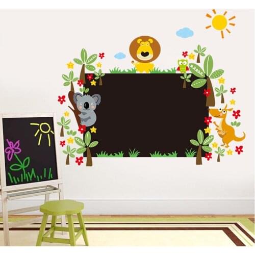 Study with lovely animals chalkboard stickers class room decor kids gift 042l. home decals nursery cartoon mural art poster 5.0
