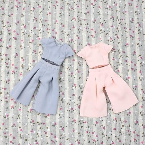 Outfits for Blyth doll Pink and Grey short sleeve and cropped trousers cute suit for 1/6 icy dbs