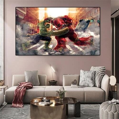 Marvel Avengers Superhero Mural Childrens Room Wall Living Room Bedroom Decoration Classic Cartoon Marvel Poster Cloth Painting