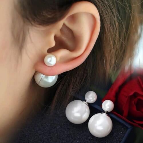2021 New Fashion Large And Small Double-Sided Pearl Stud Earrings For Women Trendy Korean Charm Party Classic Earrings Jewelry