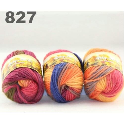 Lot of 3 skeins x 50g Chunky Hand Coarse Knitting Scores wool yarn Blue Orange Yellow Purple Army Green 827