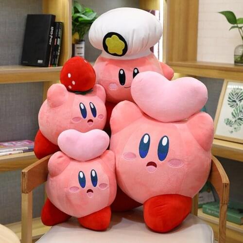 32cm Kawaii Kirbyed Cos Chef Heart Strawberry Soft Stuffed Plush Dolls Anime Peripheral Classic Characters Decor Pillow Kids Toy