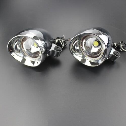 Custom Chrome Motorcycle 12V LED Bullet Driving Passing Spot Fog Light 12V Dual Sport Bike Chopper Cafe Racer Bobber