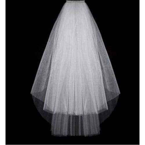 Simple Short Tulle Wedding Veils Cheap White Ivory Bridal Cute Edge Veil for Bride for Mariage Wedding Accessories