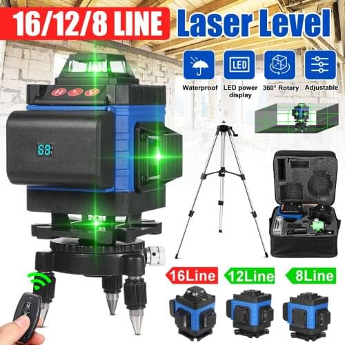 8/12/16 Lines Green light 3D 4D Auto Self-Leveling Laser Levels 360 Horizontal Adjustment Super Powerful Green Laser Tool