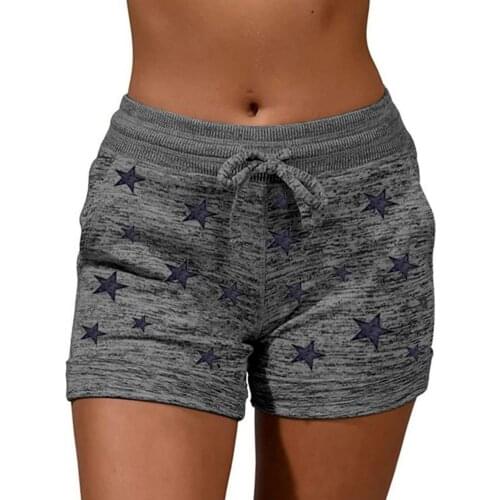 Summer Women Shorts Stars Print Quick Drying High Waist Drawstring Pockets Short Pants for Fitness shorts for women ladies 2021