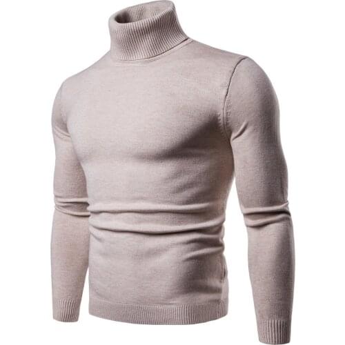 Winter Warm Turtleneck Sweater Men Fashion Solid Knitted Mens Sweaters 2020 Casual Male Double Collar Slim Fit Pullover