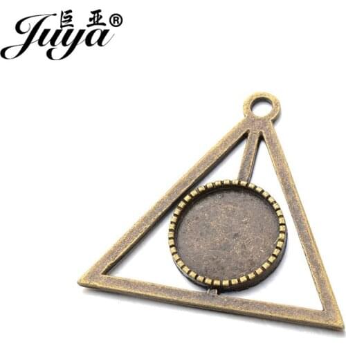 JUYA 4pcs/lot Alloy Triangle Cabochon Base Cameo Setting for Pendant Neckalce Jewelry Making Fit 16mm Glass DIY Findings AD0008