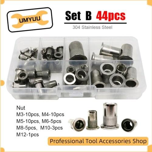UMYUU 65pcs M4 M5 M6 M8 Aluminum Alloy Rivnut Flat Head Threaded Rivet Insert Nutsert Cap Rivet Nut