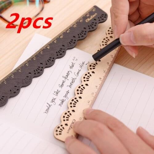 15cm Vintage Hollow Out Lace Wood Ruler Measuring Straight Ruler Tool Promotional Gift Statione