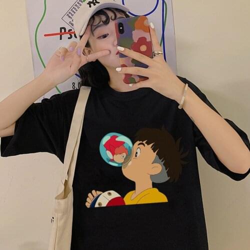 Studio Ghibli Ponyo Women T-shirt Japanese Anime Kawaii Girlish Harajuku Streetwear Graphic Tees Punk 2020 Fashion Femmes Top