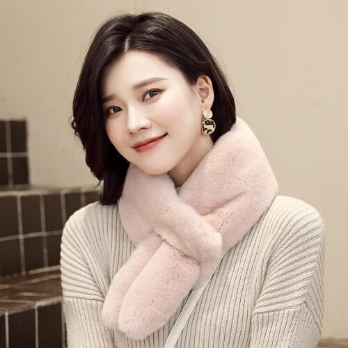 Lantafe Scarf Women Rex Rabbit Fur Scarf Winter Collar Short Style Natural Fur Outdoor Women Neck Warm Comfortable Fashion