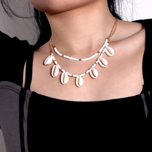 Wgoud 2021 New Boho Seed Bead Shell Multilayer Necklace For Women Colorful Summer Beach Short Choker Jewelry Party Gift