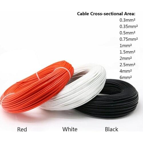 1Meter Silicone Braided Wire 0.3 mm - 25 mm Glassfiber Tinned Copper Cable Flexible