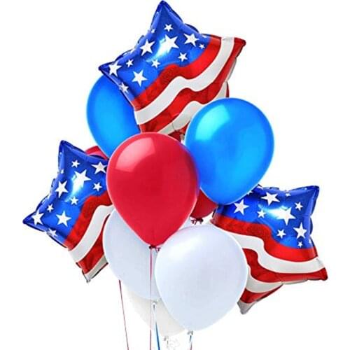 1set 12inch Latex Balloon American National Day USA Red Blue Star Ball Party Balloons 74 Birthday Party Decoration Air Globos