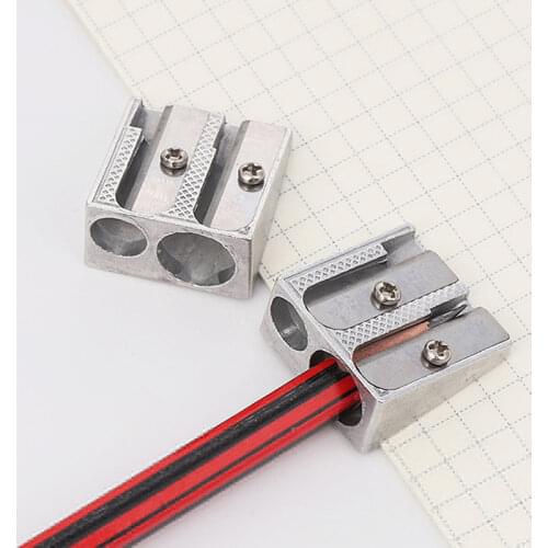 1pc New Double Hole Bevel Metal Pencil Sharpener Pencil Sharpeners Drawing Writing Sharpener