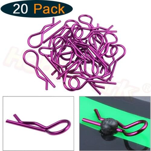 20PCS RC 1/10 Body Clips Bent Springy R-Clips Anodized for Car Crawler Truck Off Road Buggy Drift Touring